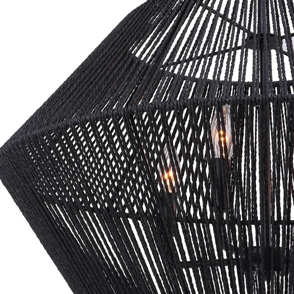 Suva 4 Light Black Rope Pendant by Uttermost