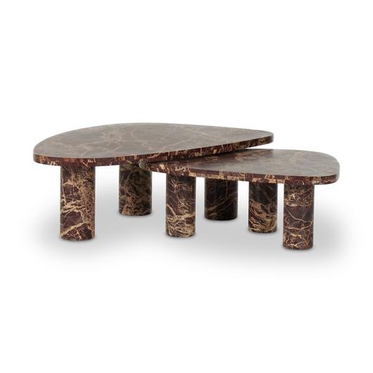 Zion Coffee Table Set - Merlot Marble by Four Hands