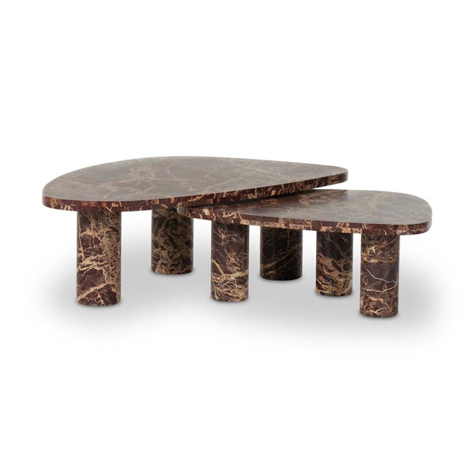 Zion Coffee Table Set - Merlot Marble by Four Hands