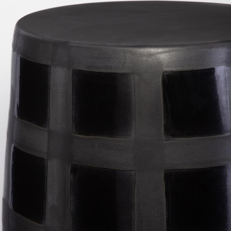 Patchwork Gridded Black Garden Stool by Uttermost