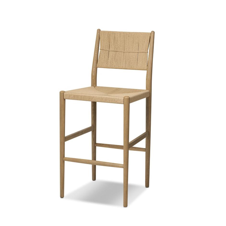 Dara Bar Stool In Toasted Ash And Natural Paper Cord by Four Hands