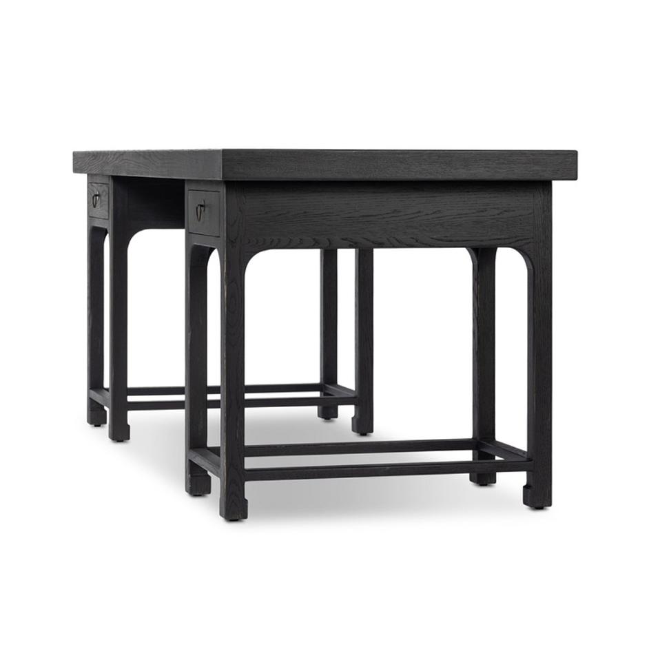 Avedon Desk In Aged Black Oak And Aged Black Oak Veneer And Brass Patina by Four Hands
