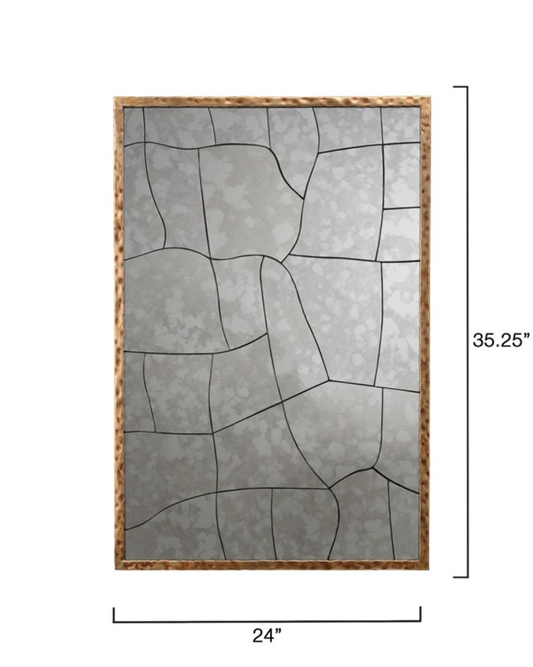 Fractured Hammered Iron Rectangle Wall Mirror by Jamie Young