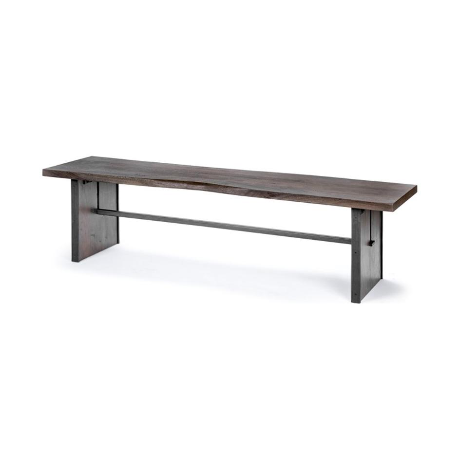 Ledger I 70L x 17W Brown Live-Edge Wooden Dining Bench by Mercana