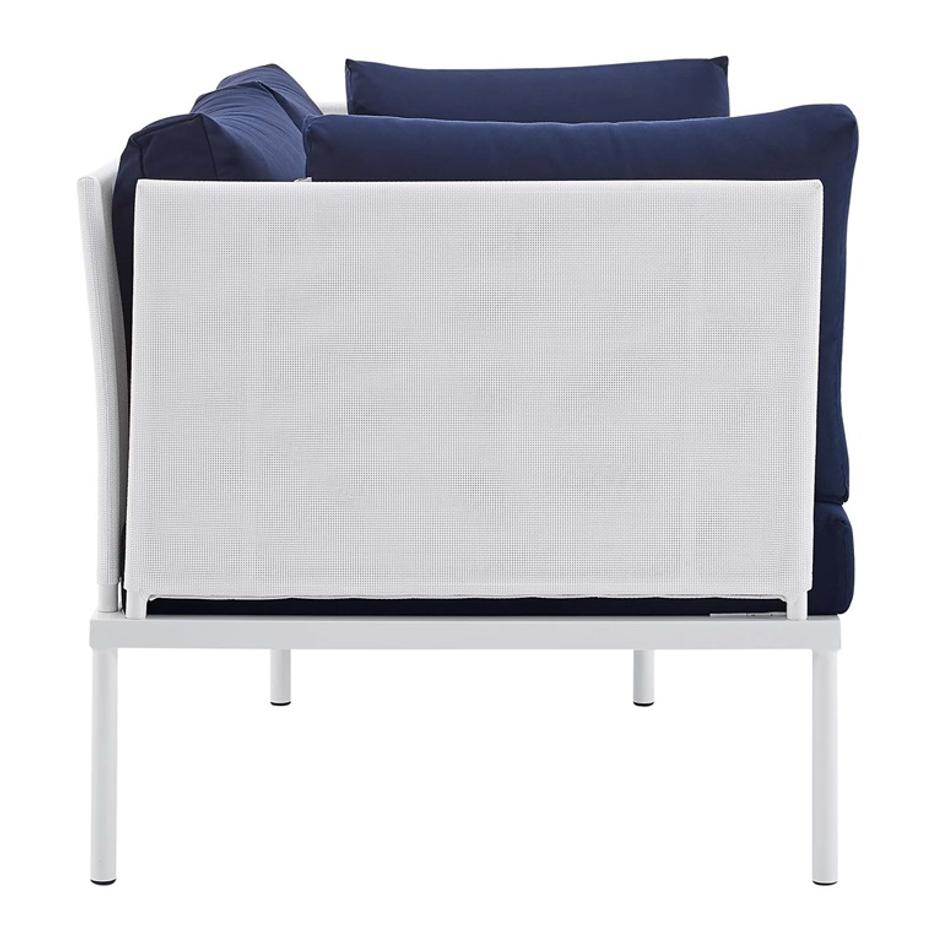 Concord Sunbrella® Outdoor Patio Aluminum Loveseat In White Navy by Modway Furniture