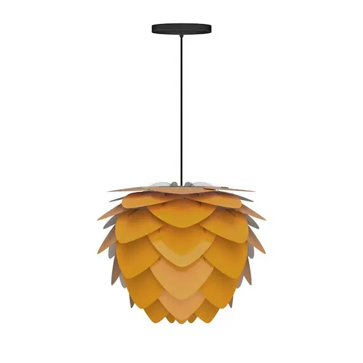 Aluvia Mini Hardwired Pendant in Saffron with Black Cord by UMAGE