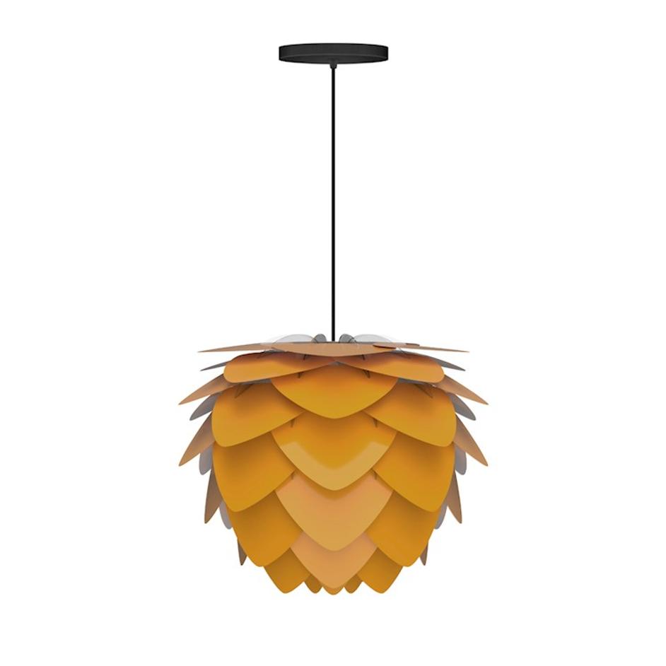 Aluvia Mini Hardwired Pendant in Saffron with Black Cord by UMAGE