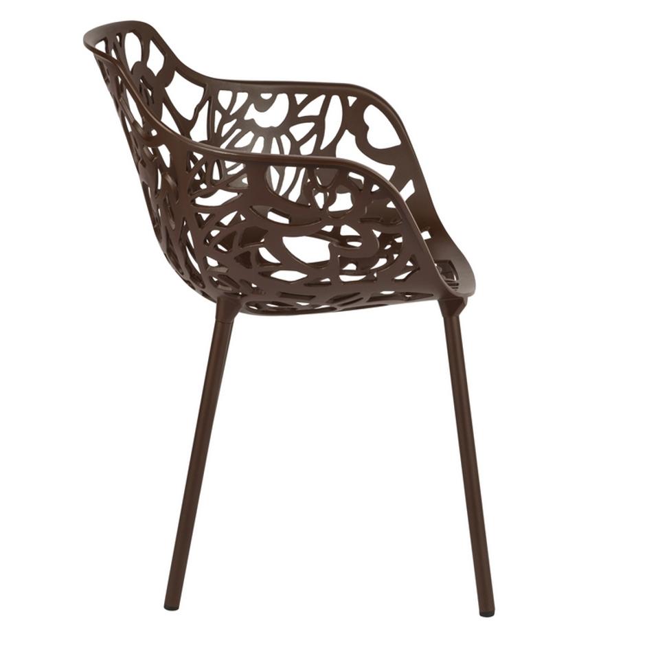 ORO ALUMINUM CHAIR (WITH ARMS) - BROWN by LeisureMod