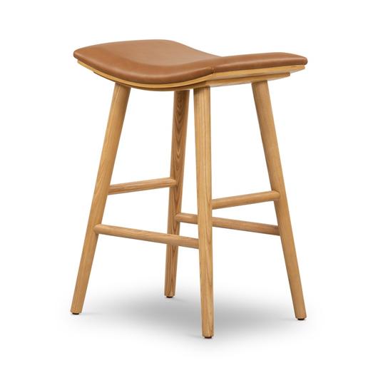 Union Saddle Stool In Smoked Naturl In Counter by FOUR HANDS