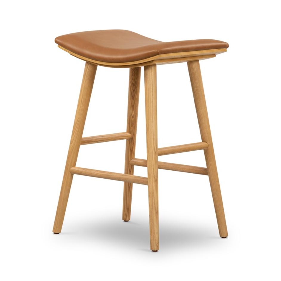 Union Saddle Stool In Smoked Naturl In Counter by FOUR HANDS