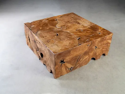 Teak Block Coffee Table, Square by PHILLIPS COLLECTION