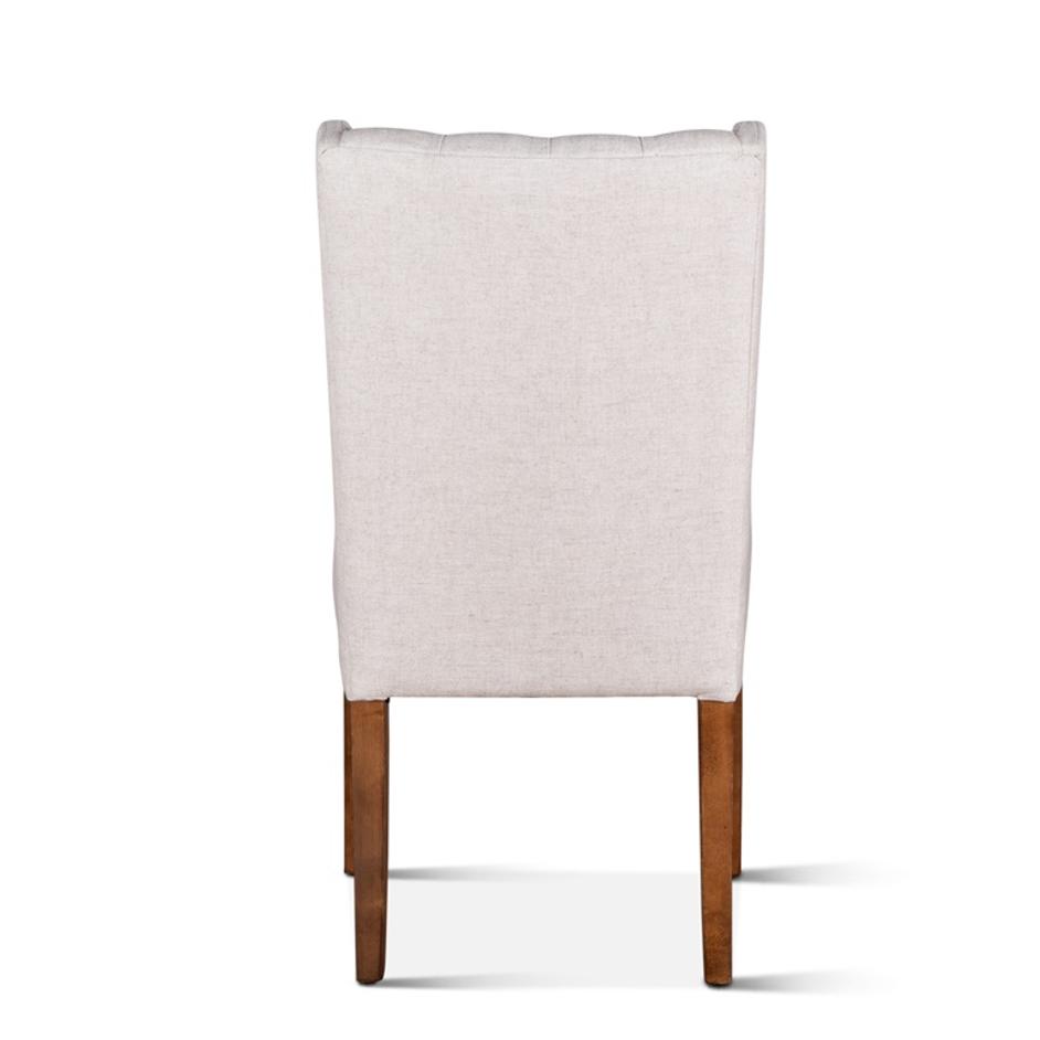 Lara Off-White Linen Dining Chair with Natural Teak Legs by Home Trends & Design
