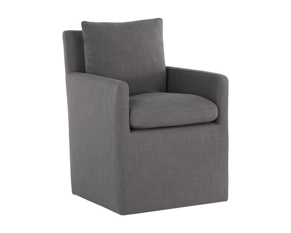 Glenrose Wheeled Dining Armchair - Effie Smoke by Sunpan