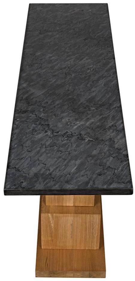 Balin Dark Walnut Console with Night Snow Marble Top and Veneer Accents by Noir Furniture
