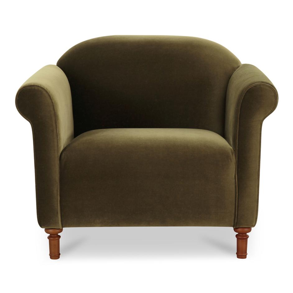 Harmony Accent Chair Dark Green Faux Mohair by Moes Home