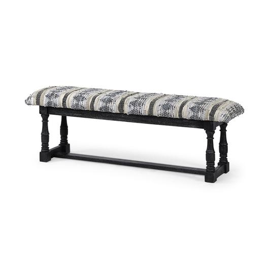 Denison II 56L x 15W Black Wood Base Woven-Leather Cushion Top Accent Bench by Mercana
