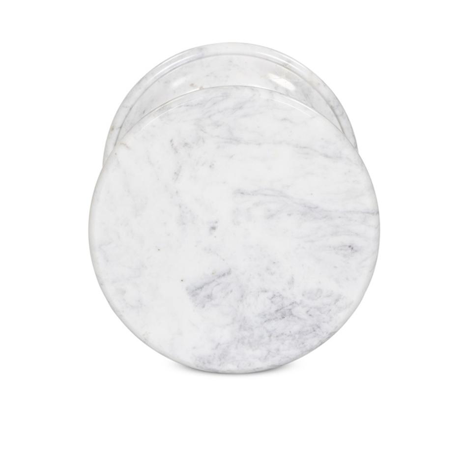 Cyprus End Table - Veined White Marble Solid by Four Hands