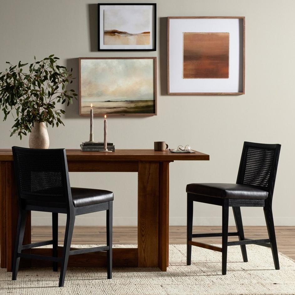 Antonia Cane Armless Bar + Counter Stool In Sonoma Black-Brushed Ebony-Brushed Ebony Cane-Counter by Four Hands