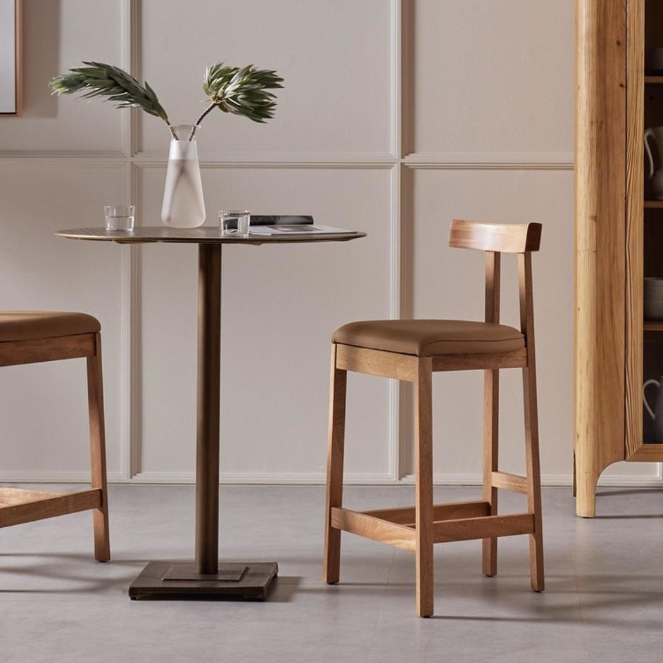 Tex Bar + Counter Stool - Natural Leather by Four Hands