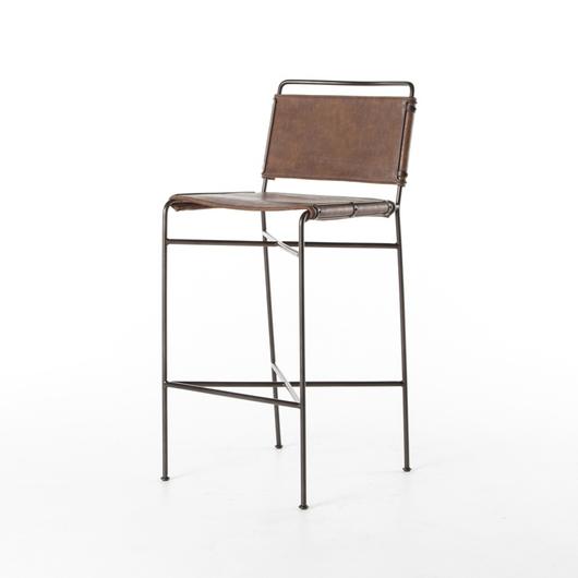 Wharton Stool In Distressed Brown In Bar by FOUR HANDS