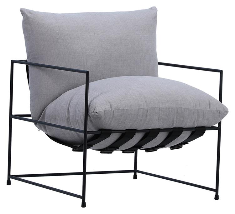 ALLISON OCCASIONAL CHAIR LIGHT GREY in LIGHT GREY UPHOLSTERY WITH MATTE BLACK METAL FRAME by Dovetail