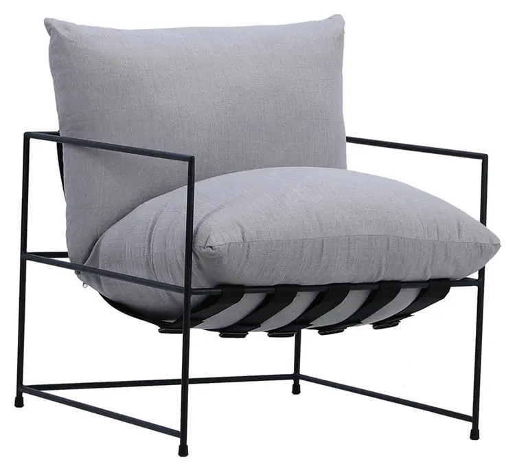 ALLISON OCCASIONAL CHAIR LIGHT GREY in LIGHT GREY UPHOLSTERY WITH MATTE BLACK METAL FRAME by Dovetail