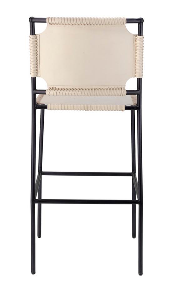 Asher Leather Bar Stool, White by Jamie Young