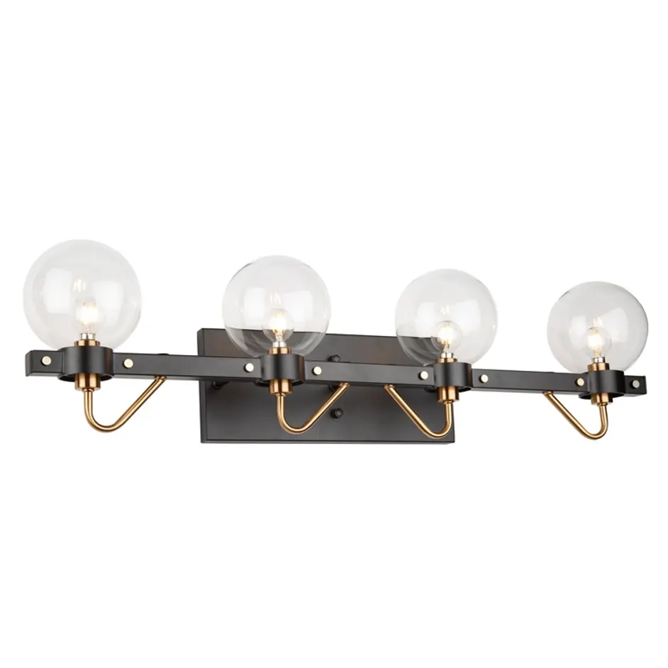Chelton 4 Light Wall Light AC11424CL in Matte Black & Harvest Brass by Artcraft
