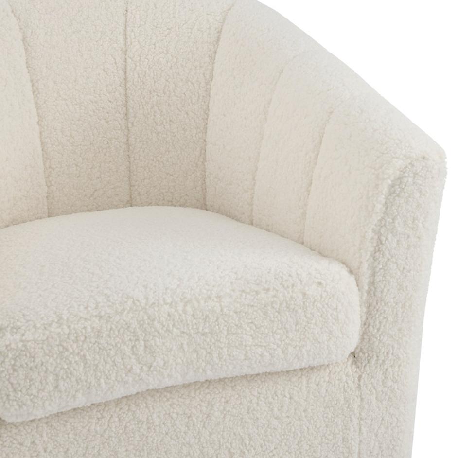 Natasha Faux Shearling Fabric w/ Gold Metal Swivel Accent Arm Chair In Shearling Beige by New Pacific Direct