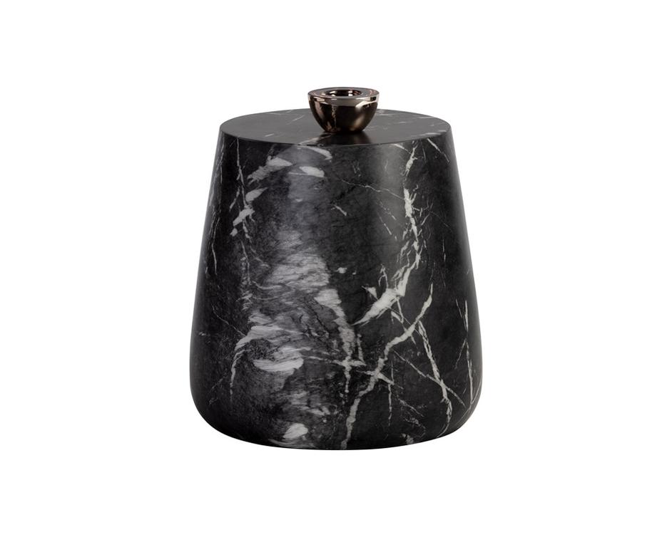 Aries Side Table - Marble Look - Black by Sunpan
