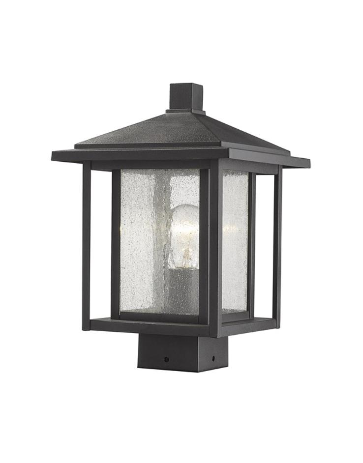 Aspen 1 Light Outdoor Post Mount Fixture in Black Finish by Z-Lite