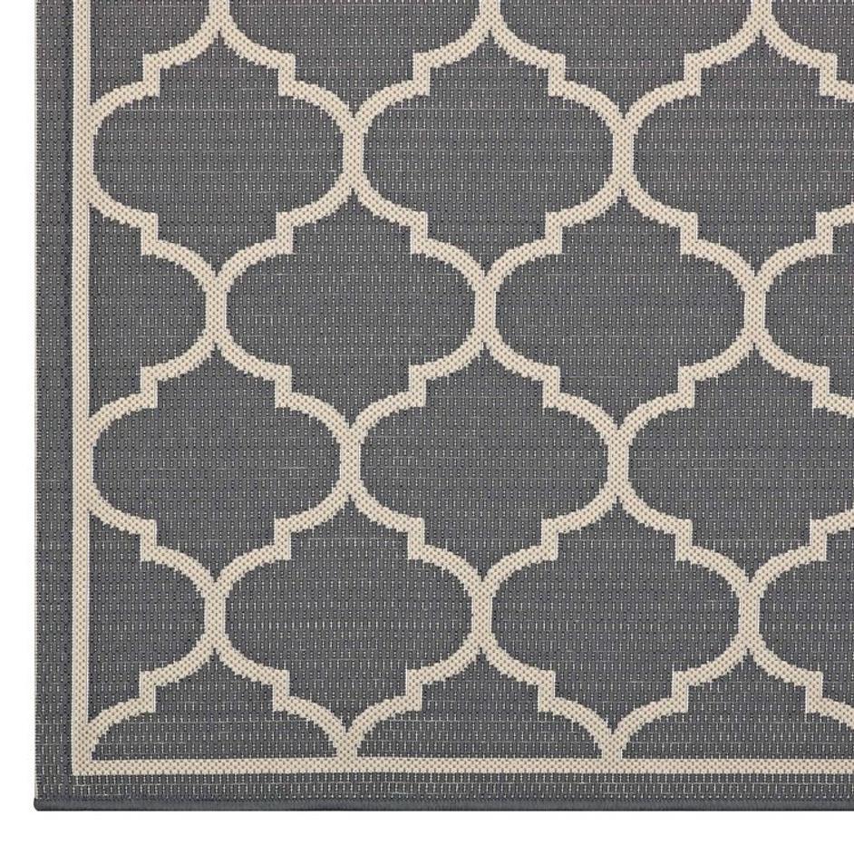 Hollis Moroccan Quatrefoil Trellis 8X10 Indoor And Outdoor Area Rug In Gray And Beige by Modway Furniture