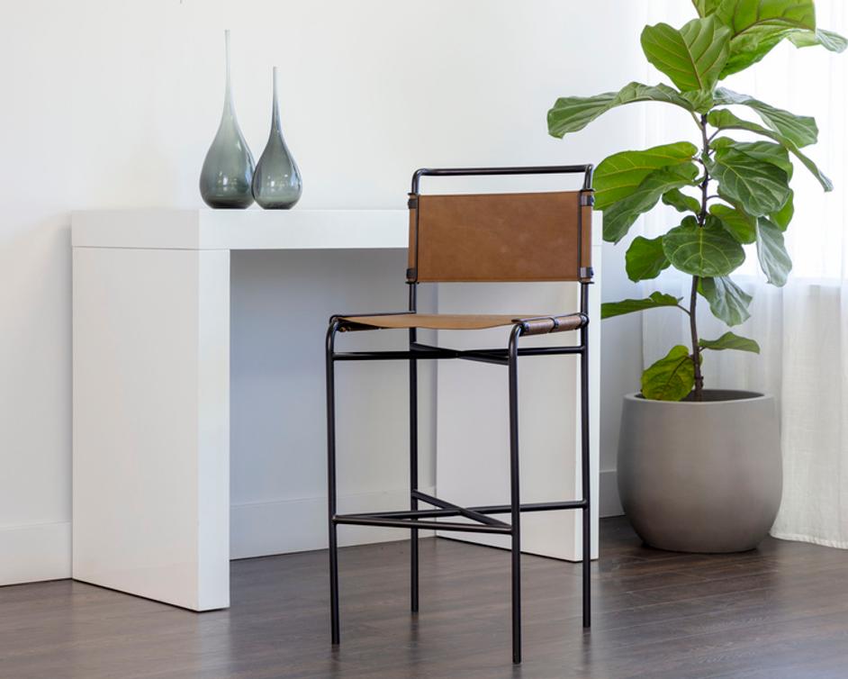 CORRIGAN BARSTOOL - COGNAC LEATHER by Sunpan