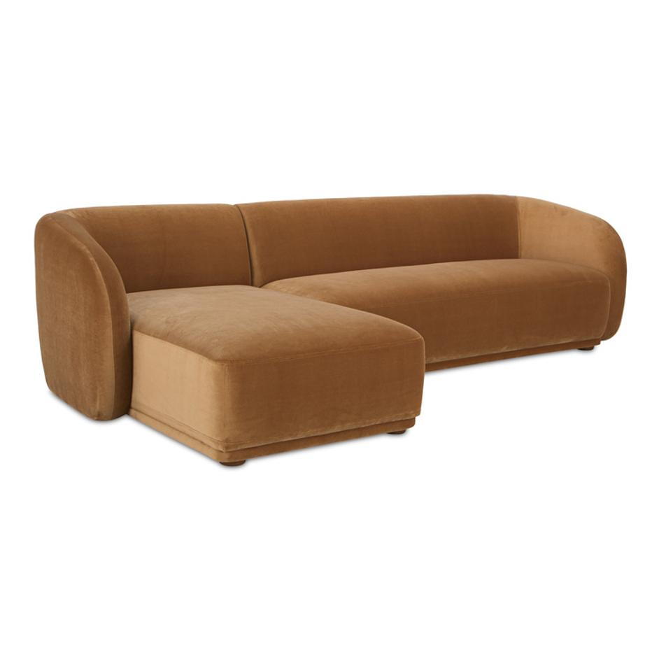 Faye Left Sectional Tan Faux Mohair by Moes Home