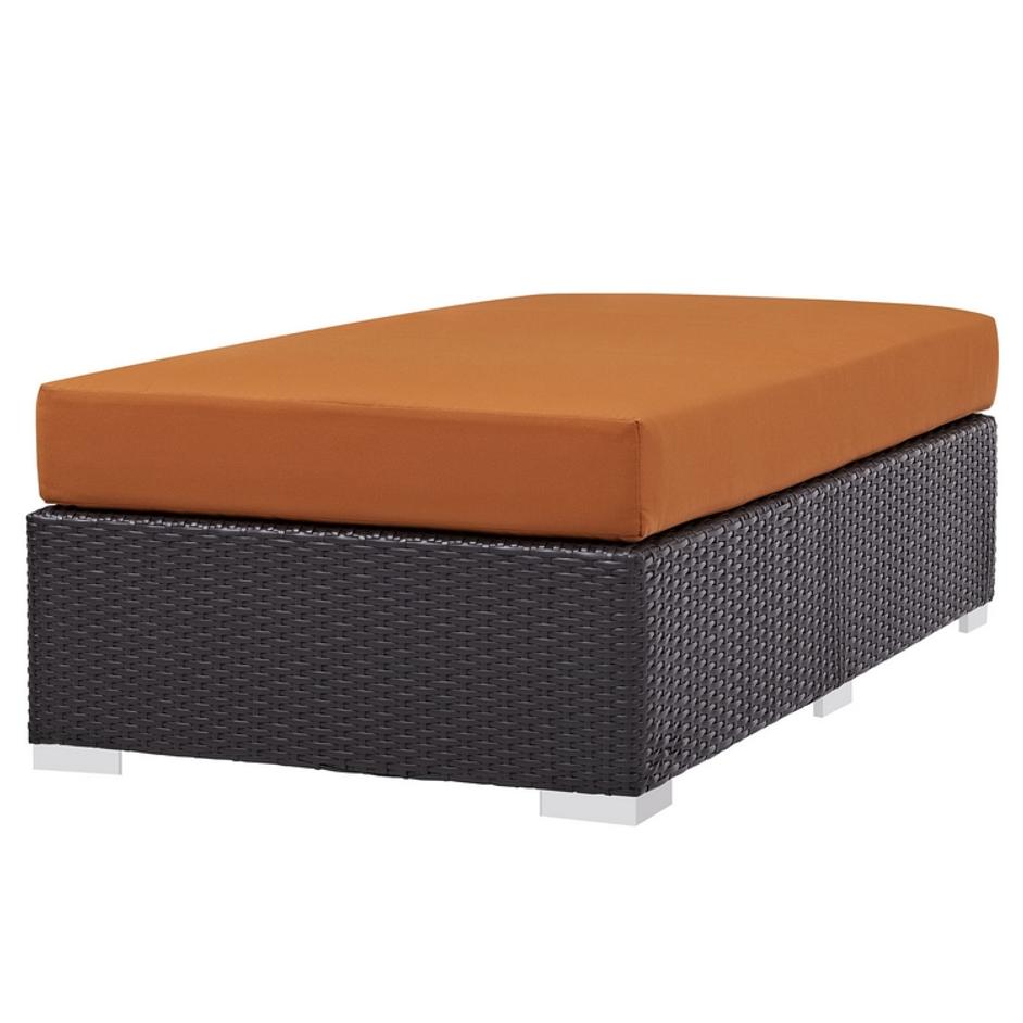 Minerva Outdoor Patio Fabric Rectangle Ottoman In Espresso Orange by Modway Furniture