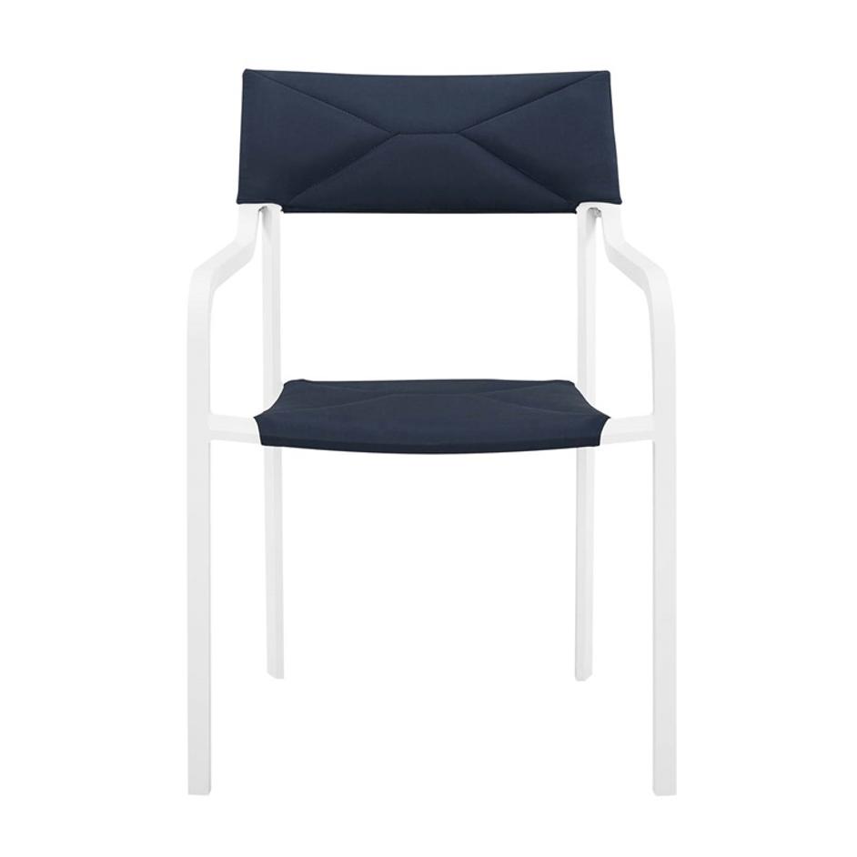 Fenimore Outdoor Patio Aluminum Armchair Set Of 2 In White Navy by Modway Furniture