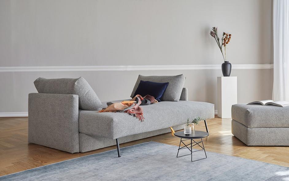 TRIPI QUEEN SLEEPER SOFA W/ARMS in MELANGE GREY FABRIC 538 by INNOVATION USA