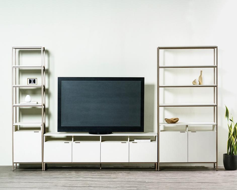 Ambrose Modular Media Stand - Champagne Gold - Cream by Sunpan