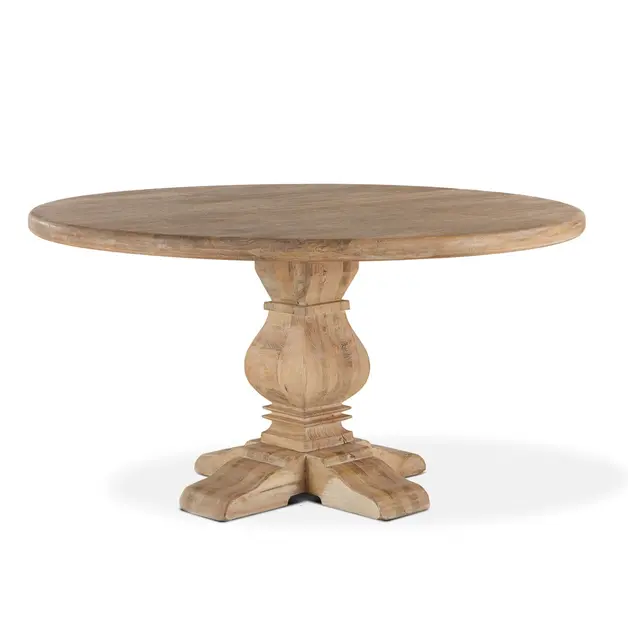 San Rafael 60-Inch Round Mango Wood Dining Table in Antique Oak Finish by Home Trends & Design