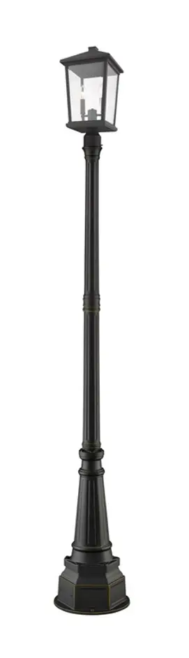 Beacon 3 Light Outdoor Post Mounted Fixture in Oil Rubbed Bronze Finish by Z-Lite