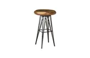 Smoothed Bar Stool on Black Metal Legs, Swivel Seat, Chamcha Wood, Natural by PHILLIPS COLLECTION