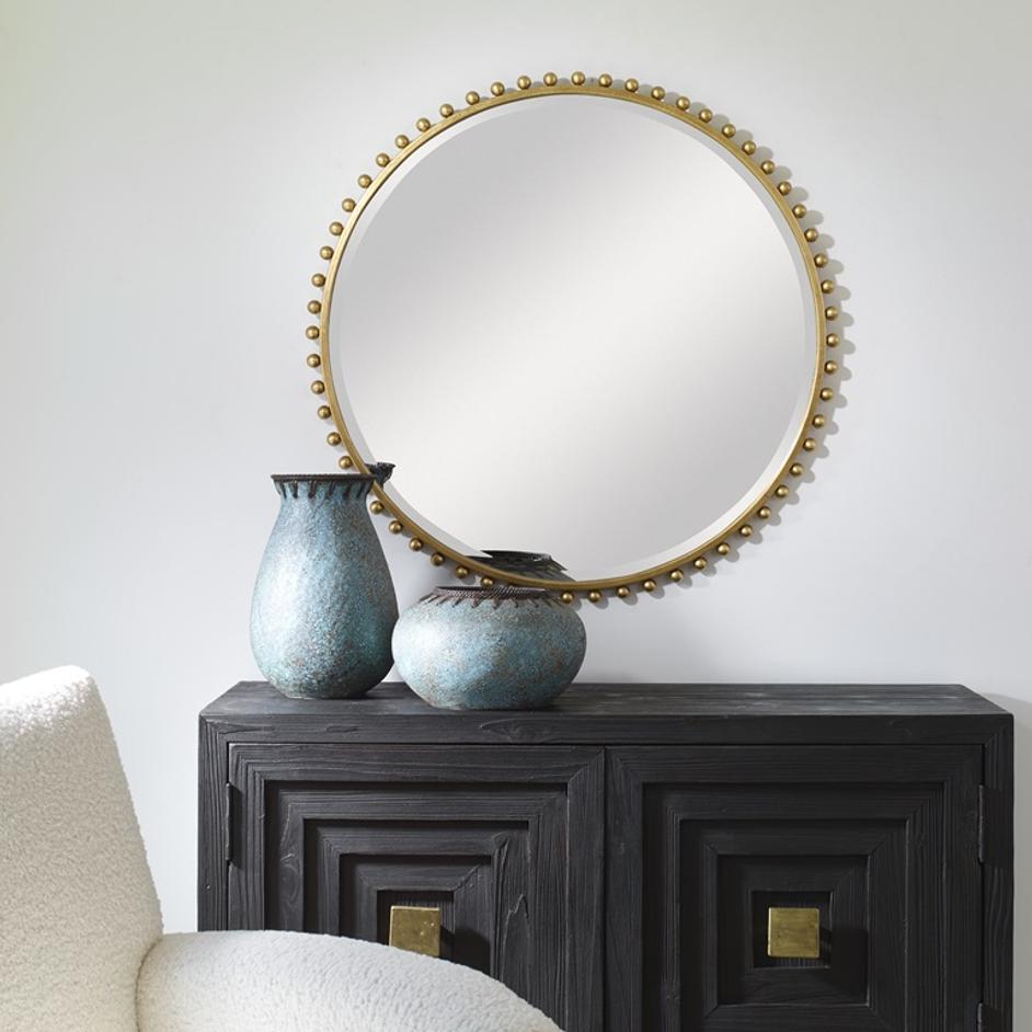 Taza Gold Round Mirror by Uttermost