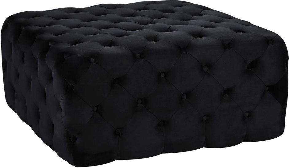Laurie Ottoman/Bench In Black Velvet by Meridian Furniture
