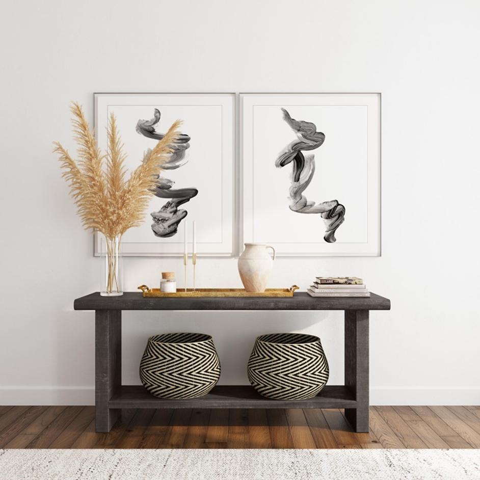 Larson Reclaimed Pine 68" Console Table Carbon Black by Classic Home