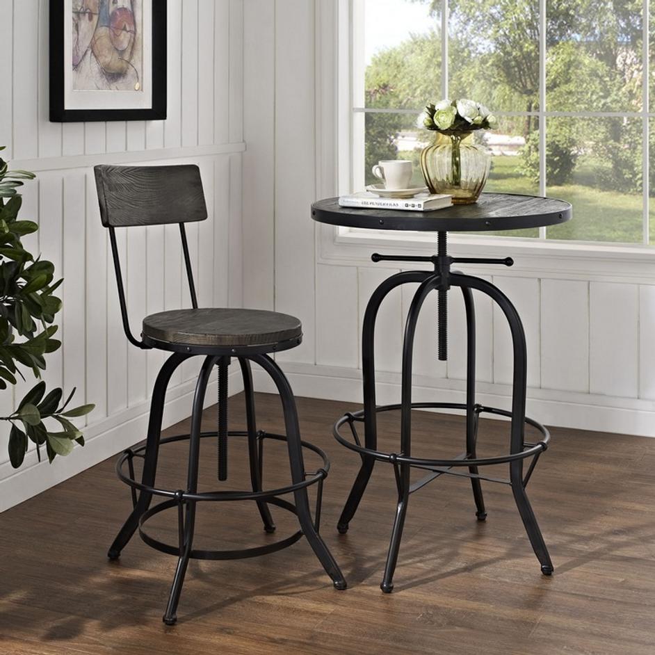 Quentin Wood Bar Stool In Black by Modway Furniture