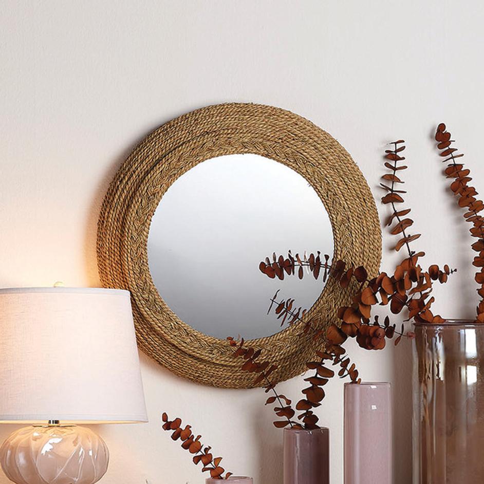 Seagrass Round Wall Mirror by Jamie Young