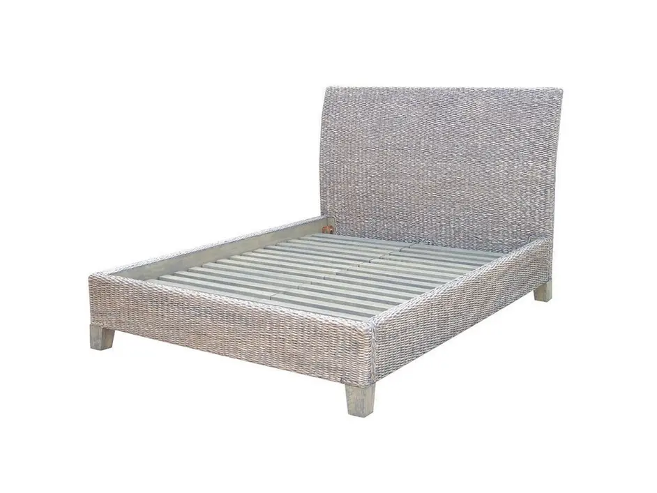 Kakai Banana Leaf King Bed-Grey Wash by FOUR HANDS