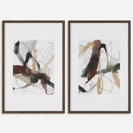 Burgundy Interjection Abstract Prints, Set/2 by Uttermost