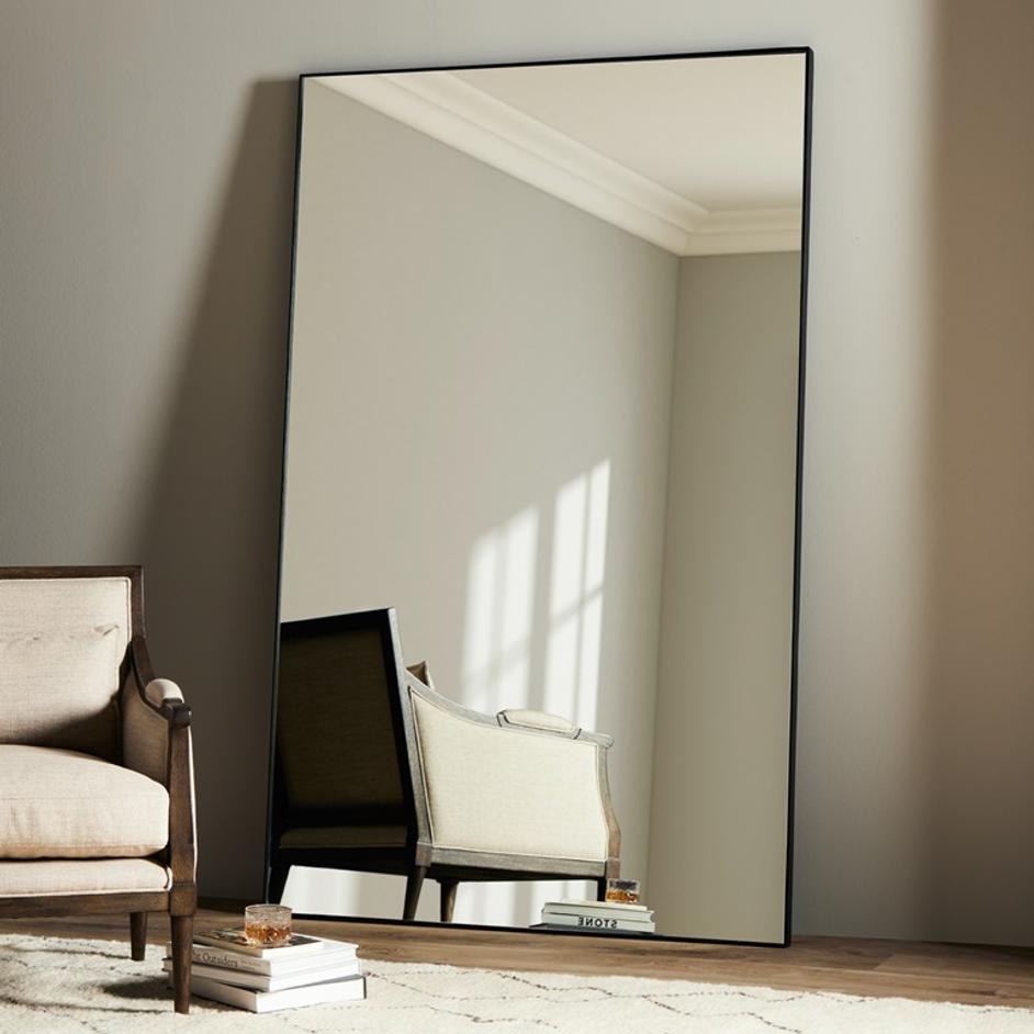 Georgina Rectangle Floor Mirror In Mtt Blk by FOUR HANDS