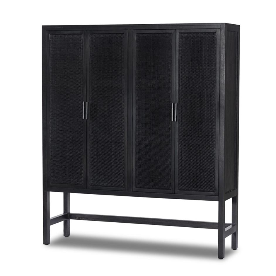 Caprice Cabinet - Black Natural Cane by Four Hands